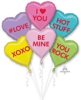 Candy Hearts Balloon Bouquet GTA Delivery Only